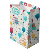 カラフルハッピーバースデーパターン ミディアムペーパーバッグ (裏面アングル)