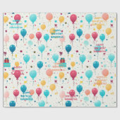 カラフルハッピーバースデーパターン ラッピングペーパー (フラット)