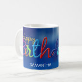 カラフルハッピーバースデーパーソナライズされたマグ コーヒーマグカップ (正面左)