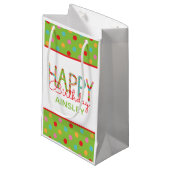 カラフルハッピーバースデーパーソナライズされた抱き枕 スモールペーパーバッグ (正面アングル)