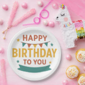 カラフルハッピーバースデーパーティー紙プレート-カスタム ペーパープレート (パーティー)