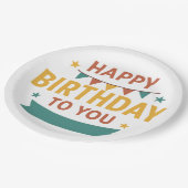 カラフルハッピーバースデーパーティー紙プレート-カスタム ペーパープレート (アングル)