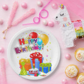 カラフルハッピーバースデーパーティー ペーパープレート (パーティー)