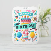 カラフルハッピーバースデーフェスティバルバルーン&ギフト (スタンド正面)