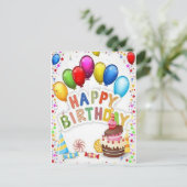 カラフルハッピーバースデーポストカード ポストカード (スタンド正面)