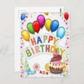 カラフルハッピーバースデーポストカード ポストカード (正面/裏面)