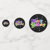 カラフルハッピーバースデーレインボーカラー水玉模様 コンフェッティ (正面)