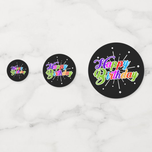 カラフルハッピーバースデーレインボーカラー水玉模様 コンフェッティ (正面)