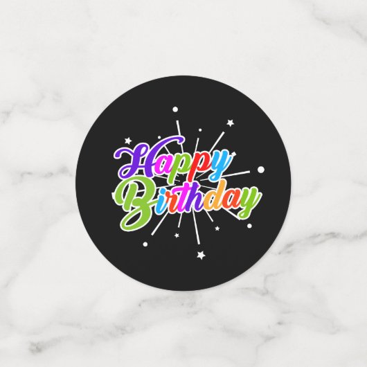 カラフルハッピーバースデーレインボーカラー水玉模様 コンフェッティ (スモール正面)