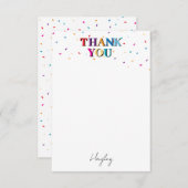 カラフルハッピーバースデー名前をカスタムする紙吹雪 サンキューカード (正面/裏面)