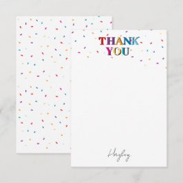 カラフルハッピーバースデー名前をカスタムする紙吹雪 サンキューカード