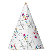 カラフルハッピーバースデー名前をカスタムする紙吹雪 パーティーハット (裏面)