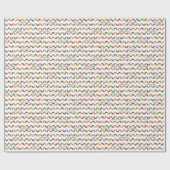 カラフルハッピーバースデー文字波形ストライプパターン ラッピングペーパー (フラット)
