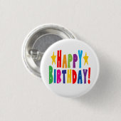 カラフルハッピーバースデー文字 缶バッジ (正面&裏面)