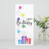 カラフルハッピーバースデー紙吹雪フラットカード (スタンド正面)
