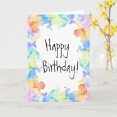 カラフルハッピーバースデー絞り染めブライトおもしろいカッコいい カード (黄色い花)