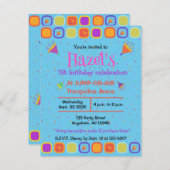 カラフルハッピーバースデー誕生日招待状 招待状 (正面/裏面)