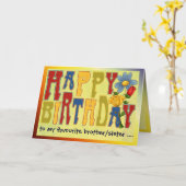 カラフルハッピーバースデー カード (黄色い花)