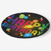 カラフルハッピーバースデー ペーパープレート (アングル)