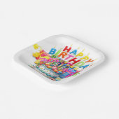 カラフルハッピーバースデー ペーパープレート (傾斜あり)