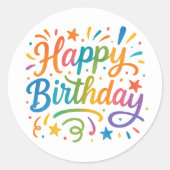カラフルハッピーバースデー ラウンドシール (正面)