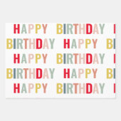 カラフルハッピーバースデー ラッピングペーパーシート (正面3)