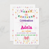 カラフルハッピーバースデー 招待状 (正面/裏面)