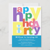 カラフルハッピーバースデー 招待状 (正面)