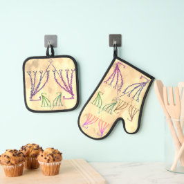 カラフルハヌカー（ユダヤ教の祭り） 鍋つかみ&鍋敷きセット