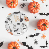 カラフルハロウィーン怖いパターン ペーパープレート