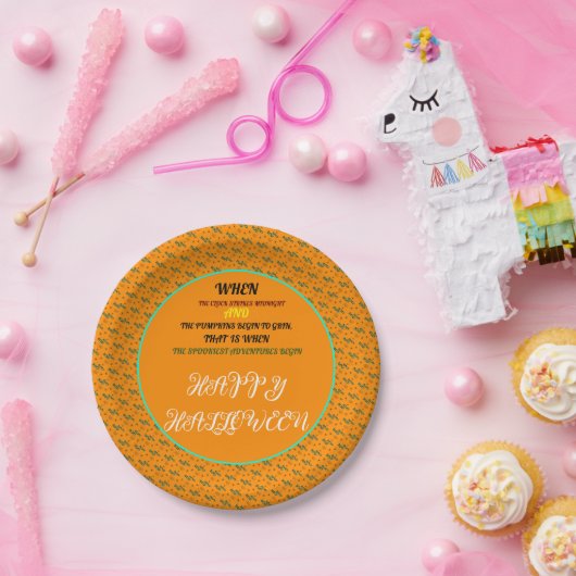 カラフルハローウィンパーティシ不気味ームレスパターン ペーパープレート (パーティー)