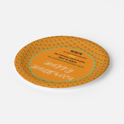 カラフルハローウィンパーティシ不気味ームレスパターン ペーパープレート (アングル)