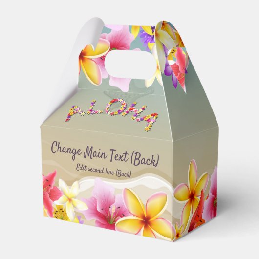 カラフルハワイアンの花結婚をテーマにした フェイバーボックス (裏面サイド)
