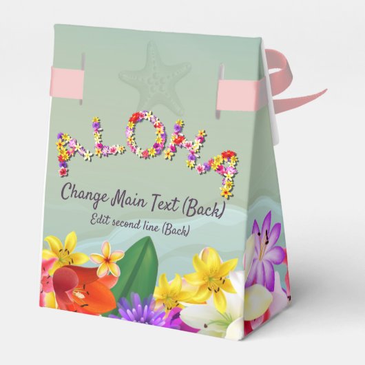 カラフルハワイアンビーチ結婚式をテーマにした フェイバーボックス (裏面サイド)