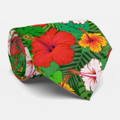 カラフルハワイアンフラワートロピカル葉ホリデー ネクタイ (ロール)