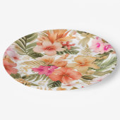 カラフルハワイアンフローラルパターンID1092 ペーパープレート (アングル)