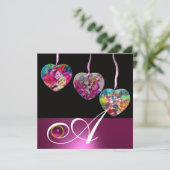 カラフルハーツパーティーオーナメントジェムストーンモノグラム 招待状 (スタンド正面)