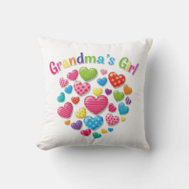 カラフルハートおばあちゃんの女の子 クッション