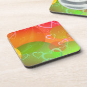 カラフルハートとバルーン抽象デザイン コースター (左側)