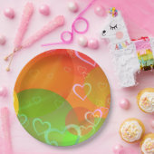 カラフルハートとバルーン抽象デザイン ペーパープレート (パーティー)