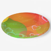 カラフルハートとバルーン抽象デザイン ペーパープレート (アングル)