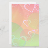 カラフルハートとバルーン抽象デザイン 便箋 (正面/裏面)