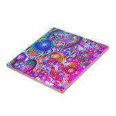 カラフルハートとフラワーの抽象芸術 タイル (側面)
