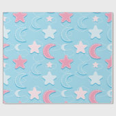 カラフルハートと星パッチ3Dラッピング紙 ラッピングペーパー (フラット)