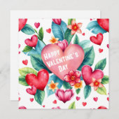 カラフルハートと熱帯離れのバレンタインデー シーズンカード (正面/裏面)