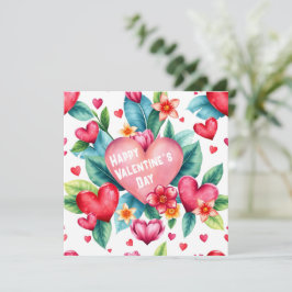 カラフルハートと熱帯離れのバレンタインデー シーズンカード