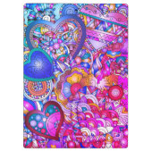 カラフルハートと花抽象芸術パーソナライズされた クリップボード (裏面)