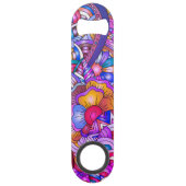 カラフルハートと花抽象芸術パーソナライズされた スピード栓抜き (裏面)