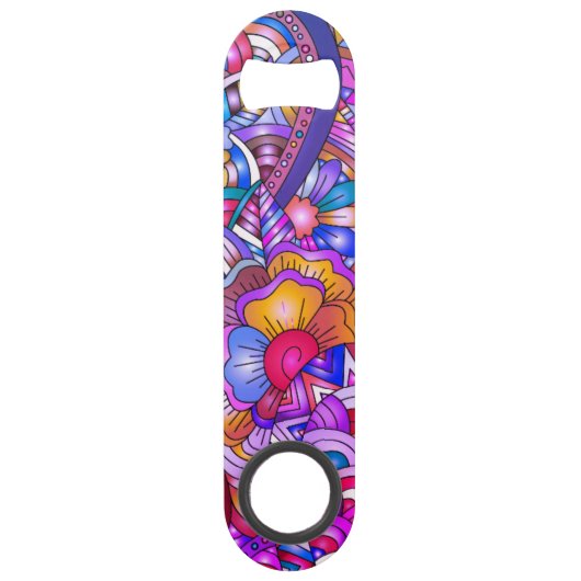 カラフルハートと花抽象芸術パーソナライズされた スピード栓抜き (裏面)