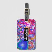 カラフルハートと花抽象芸術パーソナライズされた ラゲッジタグ (正面縦)